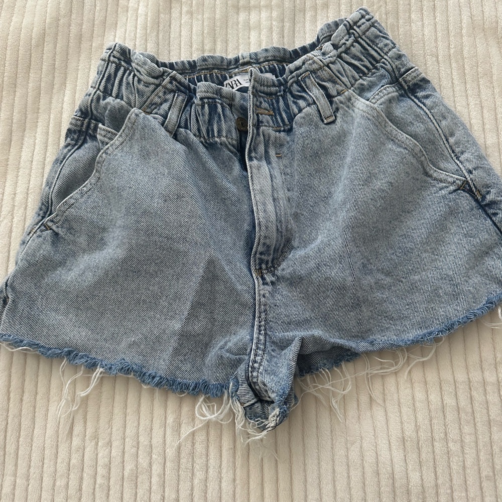 Zara Blue denim paper bag shorts